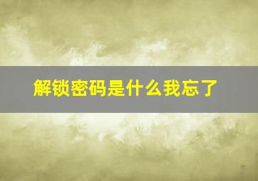 解锁密码是什么我忘了