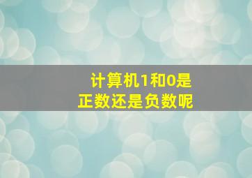 计算机1和0是正数还是负数呢