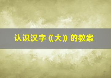 认识汉字《大》的教案