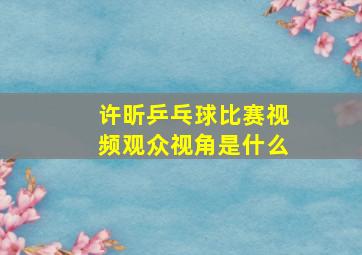 许昕乒乓球比赛视频观众视角是什么