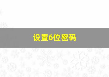 设置6位密码