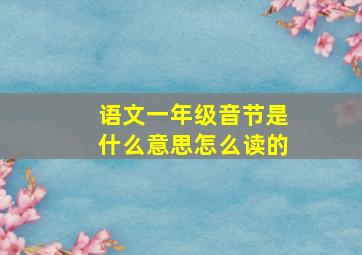 语文一年级音节是什么意思怎么读的