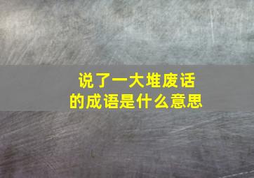 说了一大堆废话的成语是什么意思