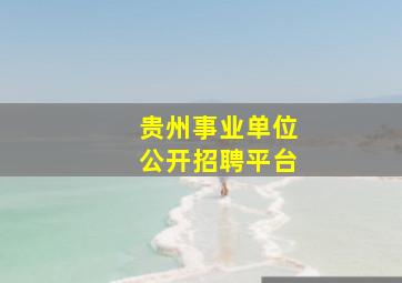 贵州事业单位公开招聘平台