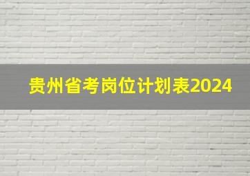 贵州省考岗位计划表2024