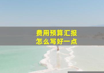 费用预算汇报怎么写好一点