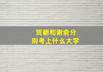 贺朝和谢俞分别考上什么大学