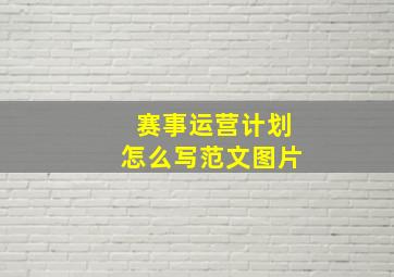 赛事运营计划怎么写范文图片