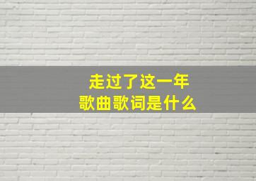 走过了这一年歌曲歌词是什么