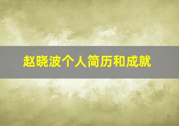 赵晓波个人简历和成就