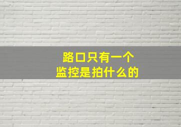 路口只有一个监控是拍什么的