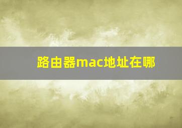 路由器mac地址在哪