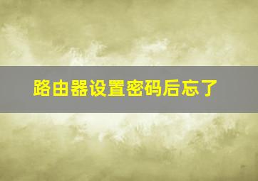 路由器设置密码后忘了