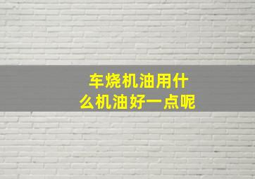 车烧机油用什么机油好一点呢