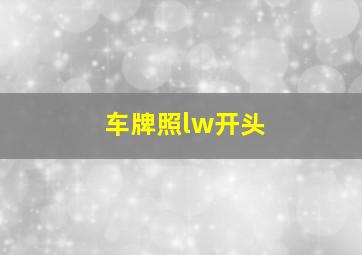 车牌照lw开头