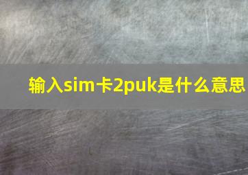 输入sim卡2puk是什么意思