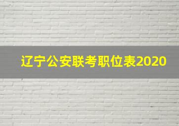 辽宁公安联考职位表2020