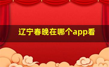 辽宁春晚在哪个app看