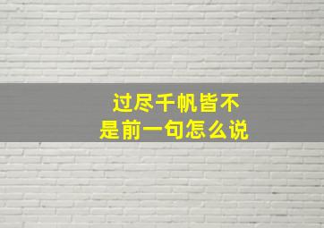 过尽千帆皆不是前一句怎么说