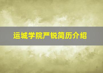 运城学院严锐简历介绍