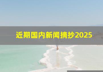 近期国内新闻摘抄2025