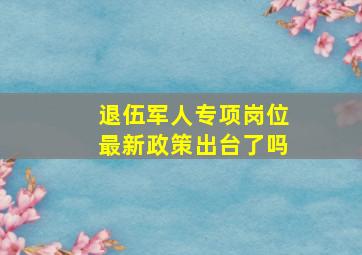 退伍军人专项岗位最新政策出台了吗