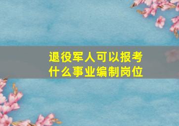 退役军人可以报考什么事业编制岗位