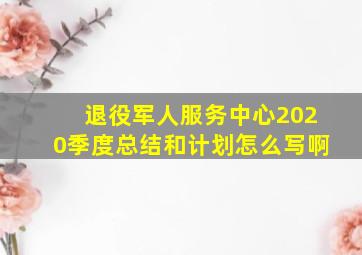 退役军人服务中心2020季度总结和计划怎么写啊