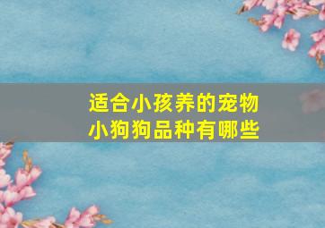 适合小孩养的宠物小狗狗品种有哪些