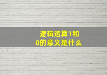 逻辑运算1和0的意义是什么