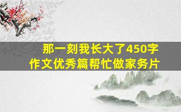 那一刻我长大了450字作文优秀篇帮忙做家务片