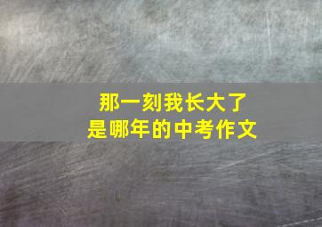 那一刻我长大了是哪年的中考作文