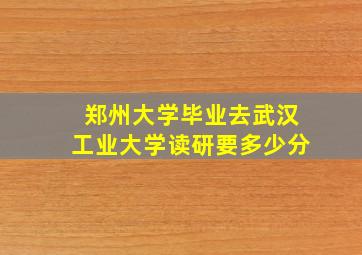 郑州大学毕业去武汉工业大学读研要多少分