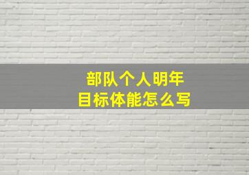 部队个人明年目标体能怎么写