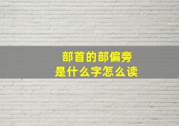 部首的部偏旁是什么字怎么读