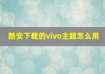 酷安下载的vivo主题怎么用