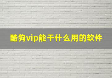 酷狗vip能干什么用的软件