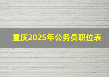 重庆2025年公务员职位表