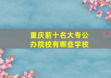 重庆前十名大专公办院校有哪些学校