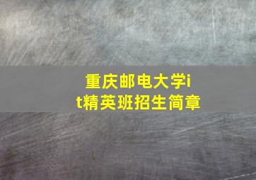 重庆邮电大学it精英班招生简章