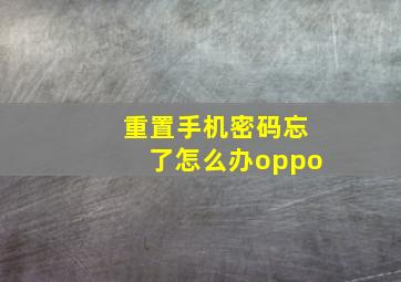 重置手机密码忘了怎么办oppo