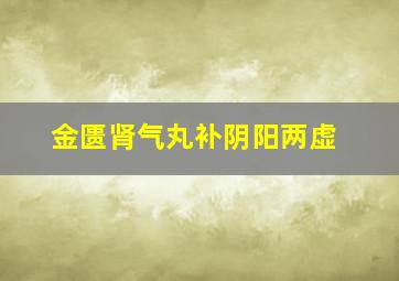 金匮肾气丸补阴阳两虚