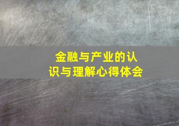 金融与产业的认识与理解心得体会