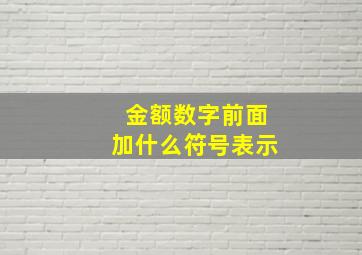 金额数字前面加什么符号表示