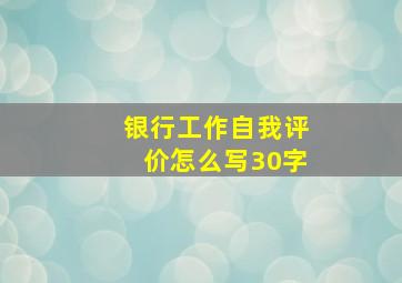 银行工作自我评价怎么写30字