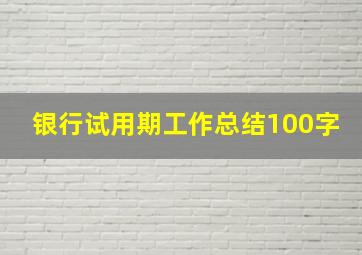 银行试用期工作总结100字