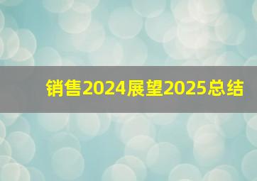 销售2024展望2025总结