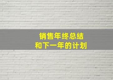 销售年终总结和下一年的计划