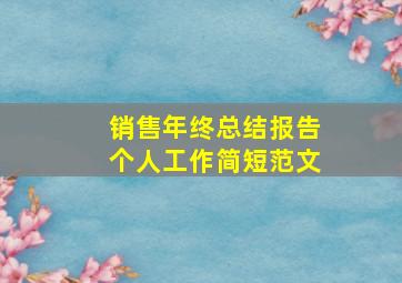 销售年终总结报告个人工作简短范文