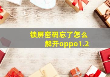 锁屏密码忘了怎么解开oppo1.2